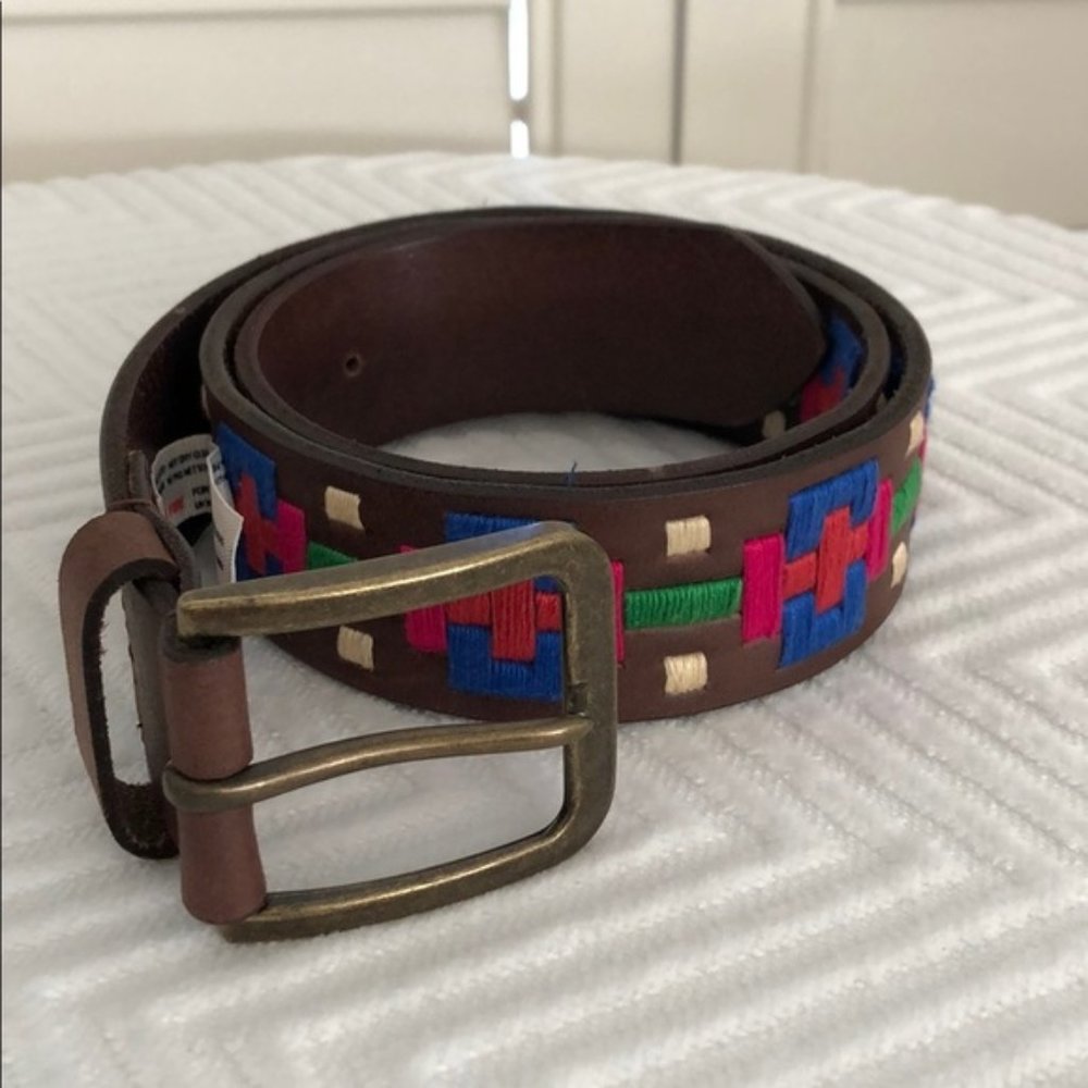 Free People western Embroidered Leather Belt S/M